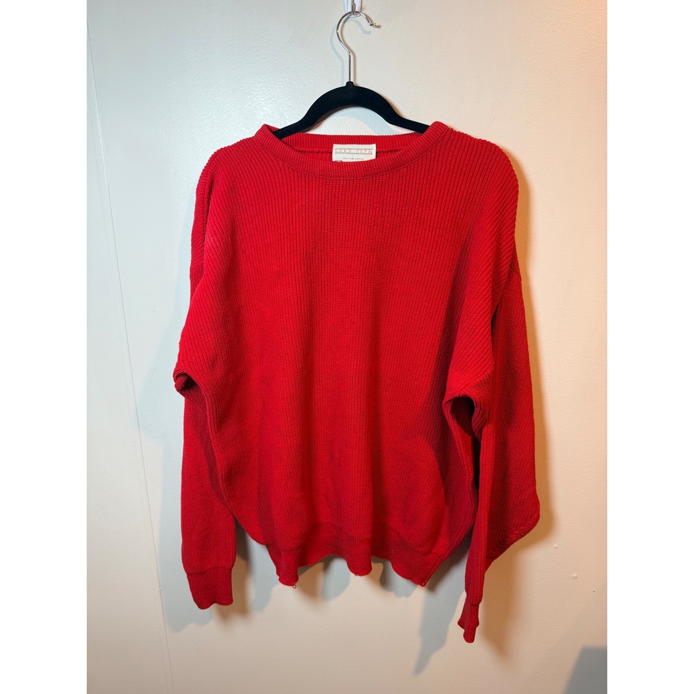 Vintage Red Knit‎ Sweater Pullover Long Sleeve Casual Men Large *flaws in pics